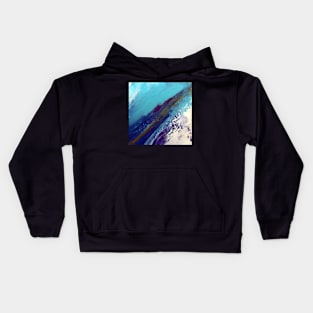 Stormy Blue Acrylic Flow Painting Kids Hoodie